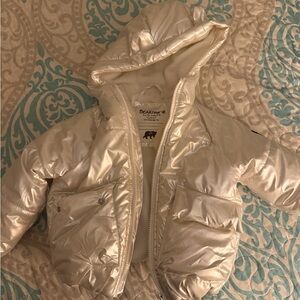 BearPaw Kids Shiny Pearl-White Puffer Jacket with Hood